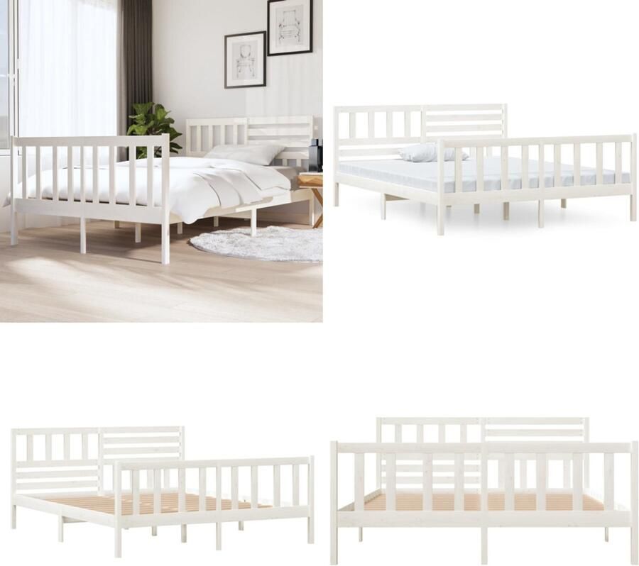 The Living Store Houten Bedframe Classic s Dubbel Bed 135 x 190 cm Wit Houten Bed Frame Dubbele Bed Classic Bed Wit Bed Kopen - Foto 3