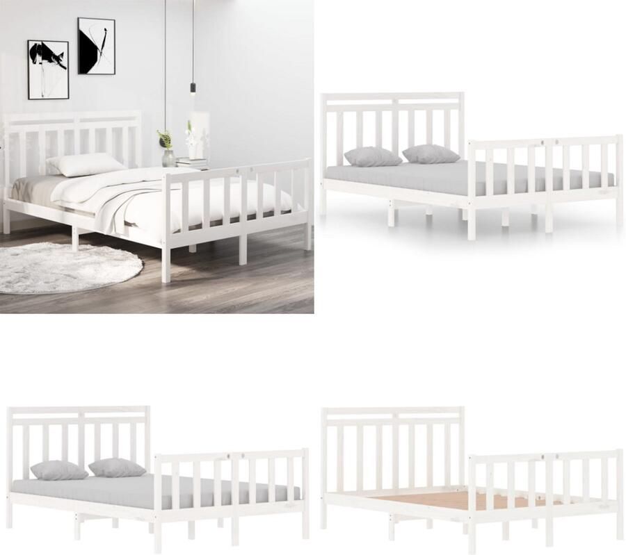 The Living Store Houten Bedframe Classic s Dubbel Bed 135 x 190 cm Wit Houten Bed Frame Dubbele Bed Classic Bed Wit Bed Kopen - Foto 2