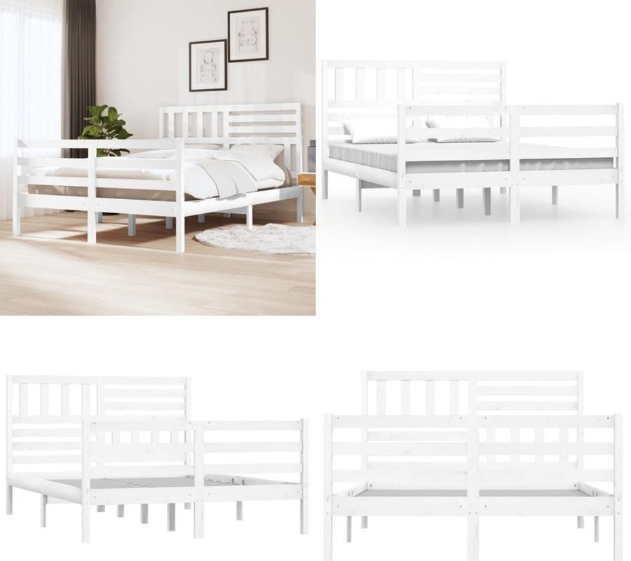 The Living Store Houten Bedframe Classic s Dubbel Bed 135 x 190 cm Wit Houten Bed Frame Dubbele Bed Classic Bed Wit Bed Kopen