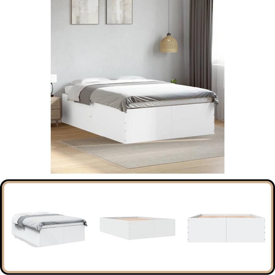VidaXL Bedframe massief hout wit 140x190 cm