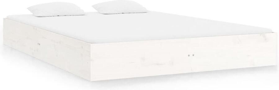 VidaXL Bedframe Massief Hout Wit 140x200 cm Massief Houten Bedframe Wit Bedframe Tweepersoons Bedframe 140x200 Modern Bedframe Houten Bed - Foto 2