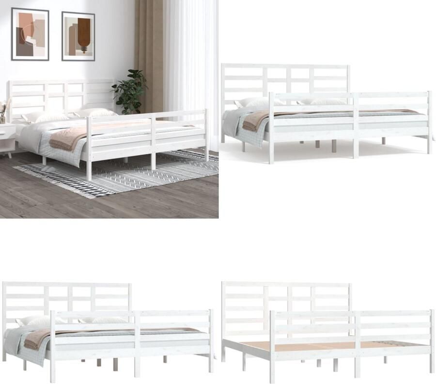 VidaXL Bedframe massief hout wit 180x200 cm Bedframe Bedframes Bed Bedbodem