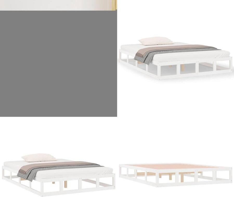 VidaXL Bedframe massief hout wit 180x200 cm Bedframe Bedframes Bed Bedbodem - Foto 5