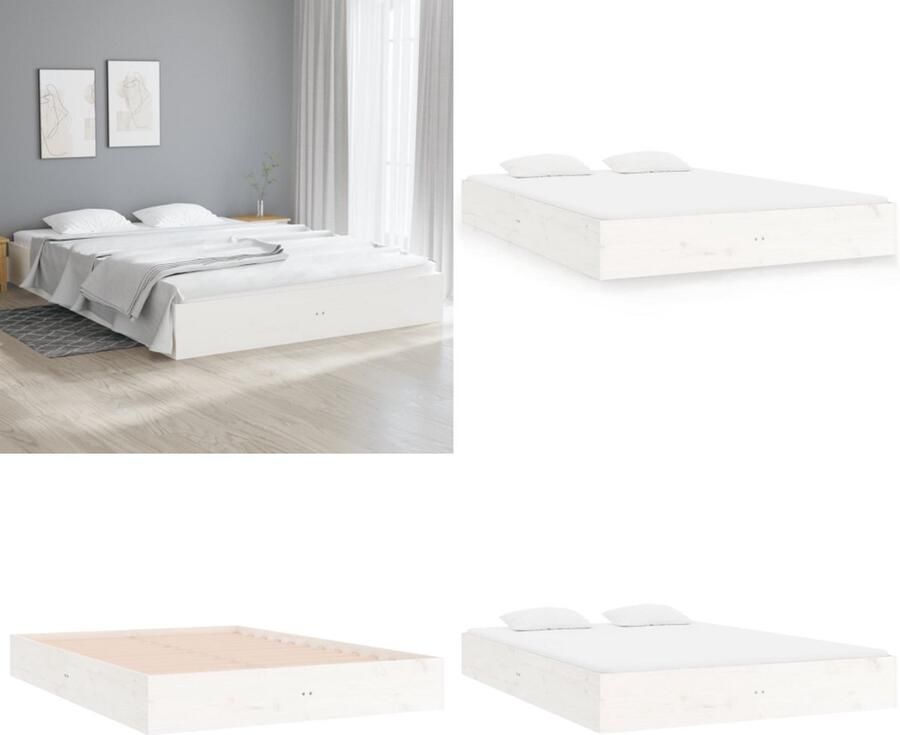 VidaXL Bedframe massief hout wit 180x200 cm Bedframe Bedframes Bed Bedbodem