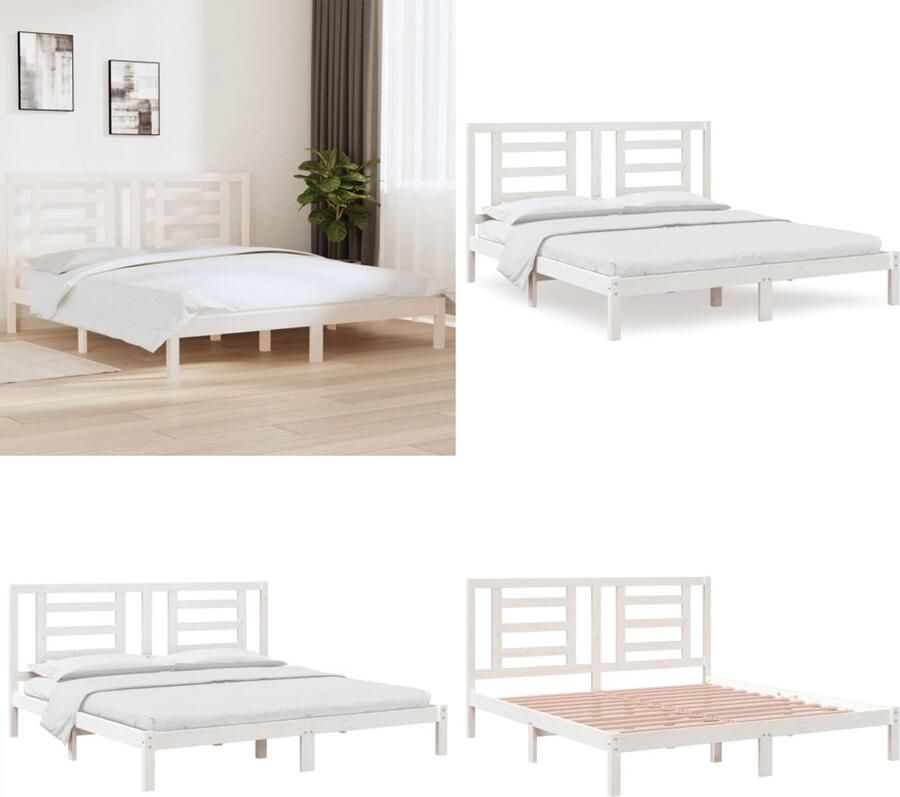 VidaXL Bedframe massief hout wit 180x200 cm Bedframe Bedframes Bed Bedbodem