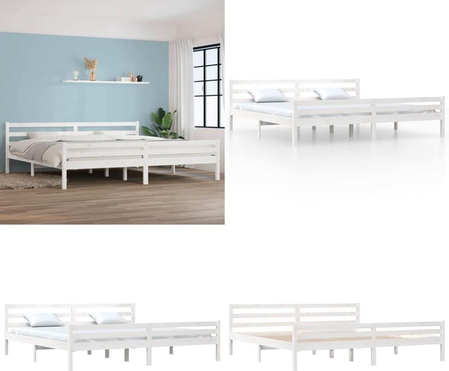 VidaXL Bedframe massief hout wit 200x200 cm Bedframe Bedframes Bed Bedbodem