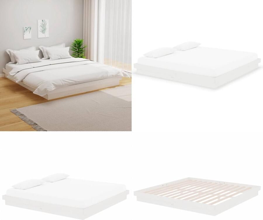 VidaXL Bedframe massief hout wit 200x200 cm Bedframe Bedframes Tweepersoonsbed Bed