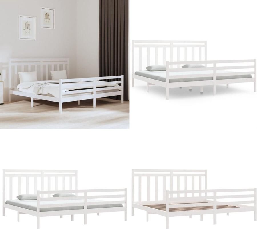 VidaXL Bedframe massief hout wit 200x200 cm Bedframe Bedframes Tweepersoonsbed Bed