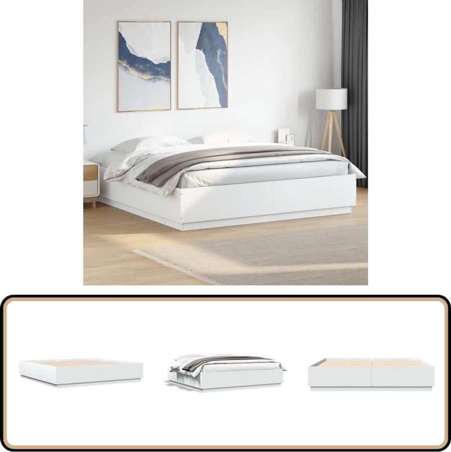VidaXL Bedframe massief hout wit 200x200 cm