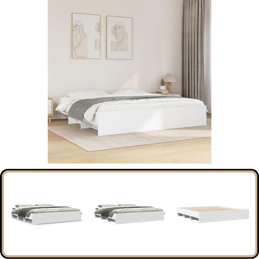 VidaXL Bedframe massief hout wit 200x200 cm