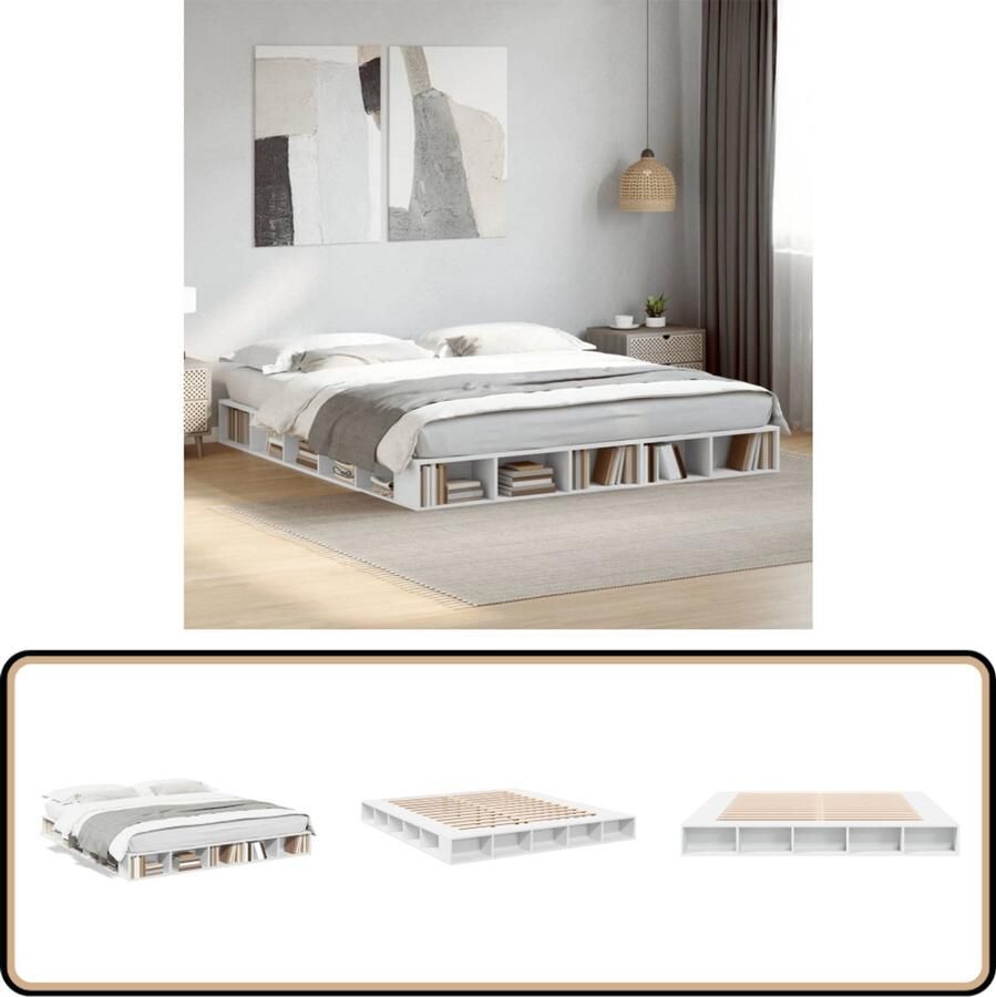 VidaXL Bedframe massief hout wit 200x200 cm