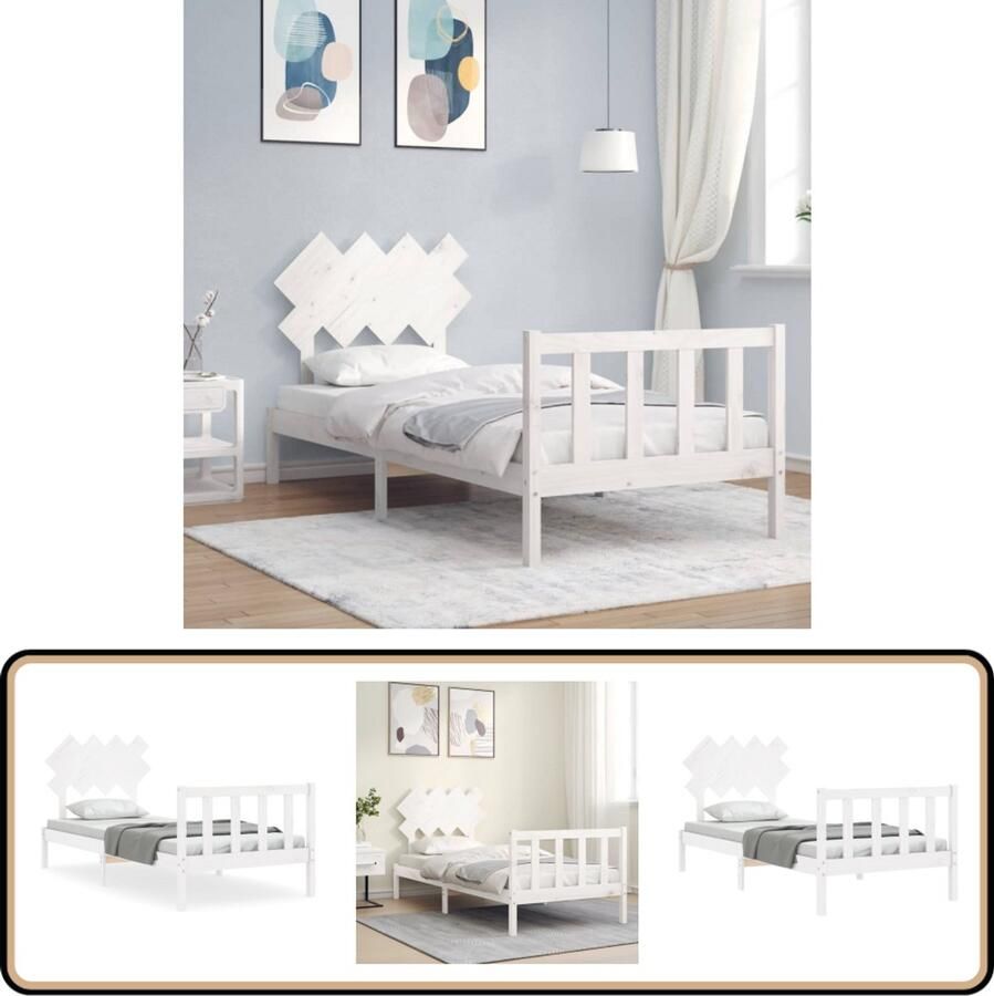 VidaXL Bedframe Massief Hout Wit 90x190 cm Massief Houten Bed Frame Wit Bed Frame Tweepersoons Bed Grenenhout Bed Frame Kopen