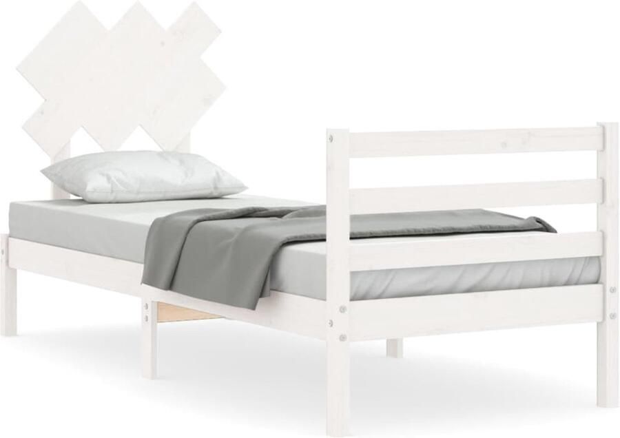 VidaXL Bedframe massief hout wit 90x200 cm Massief Grenenhouten Bed Wit Bed Frame Boxspring Bed Tweepersoons Bed Stapelbare Bedden Kinderbed - Foto 2