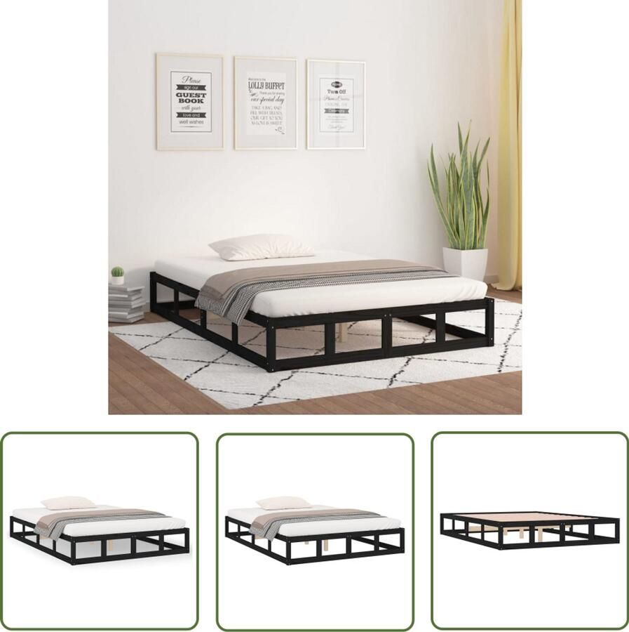 VidaXL Bedframe massief hout zwart 120x190 cm Houten Bedframe Modern Bedframe Grenenhout Bedframe Zwart Bedframe King Size Bedframe Dubbel Bedframe 120x190 Bedframe