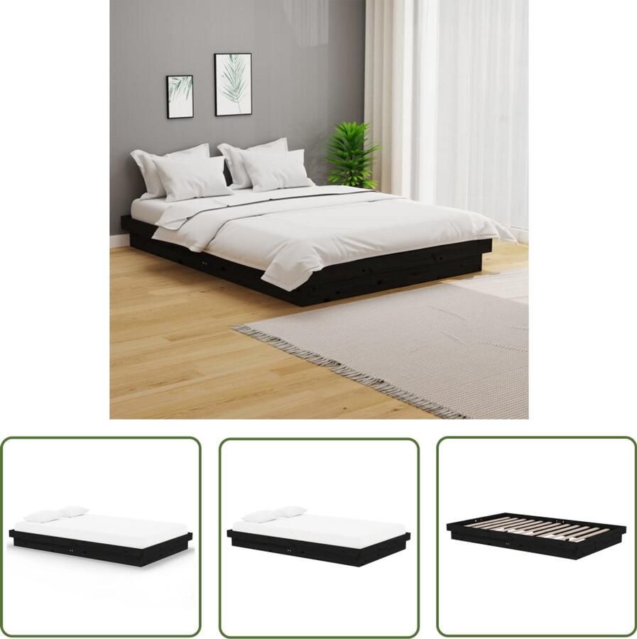 VidaXL Bedframe Massief Hout Zwart 120x200 cm Houten Bed Frame Bed Frame Zwart Grenenhout Bed Frame King Size Bed Frame Tweepersoons Bed Frame Boxspring Frame
