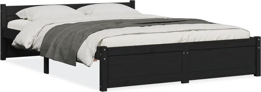 VidaXL -Bedframe-massief-hout-zwart-135x190-cm-4FT6-Double - Foto 3