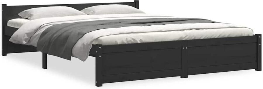 VidaXL -Bedframe-massief-hout-zwart-135x190-cm-4FT6-Double - Foto 5