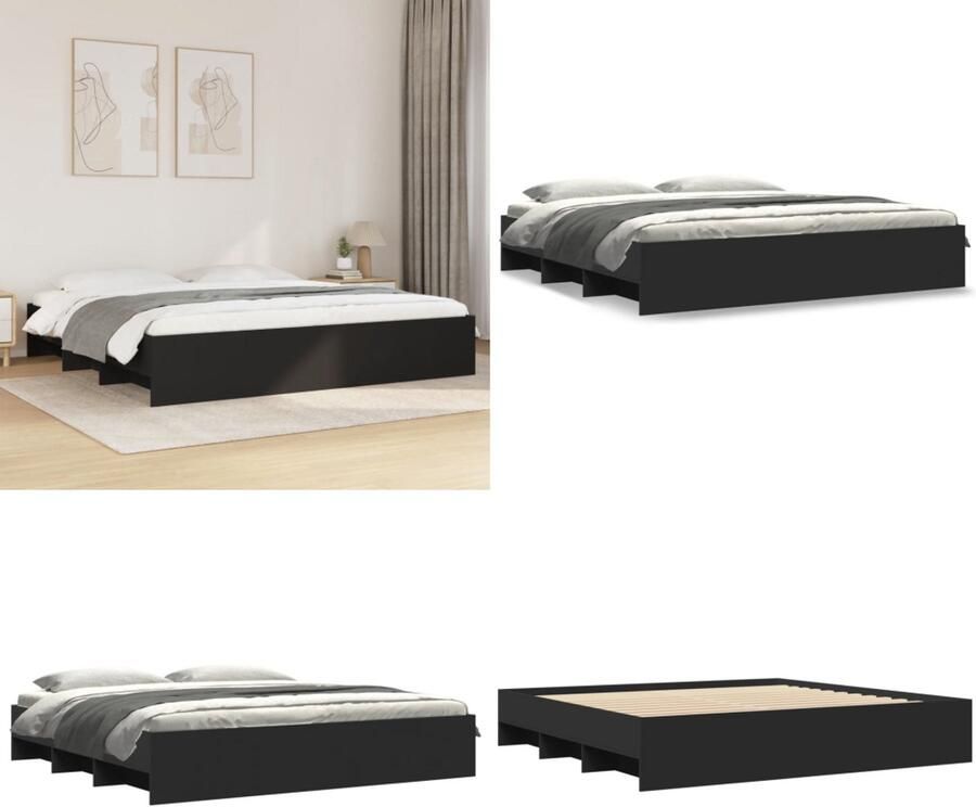 VidaXL Bedframe massief hout zwart 200x200 cm Bedframe Bedframes Bed Bedbodem
