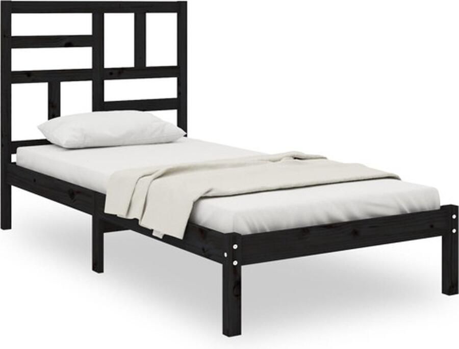 VidaXL -Bedframe-massief-hout-zwart-100x200-cm - Foto 3
