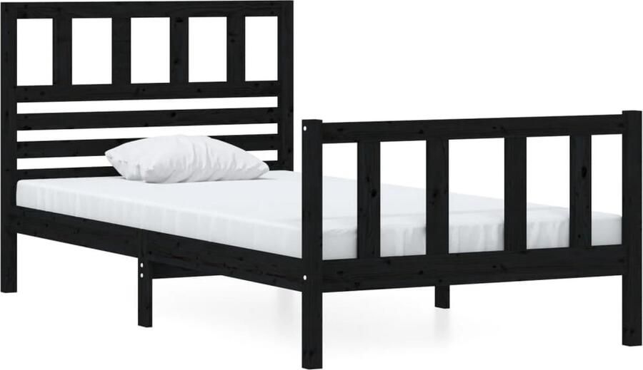 VidaXL -Bedframe-massief-hout-zwart-90x200-cm - Foto 4