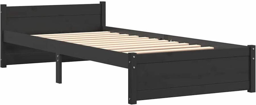 VidaXL -Bedframe-massief-hout-zwart-90x200-cm - Foto 2