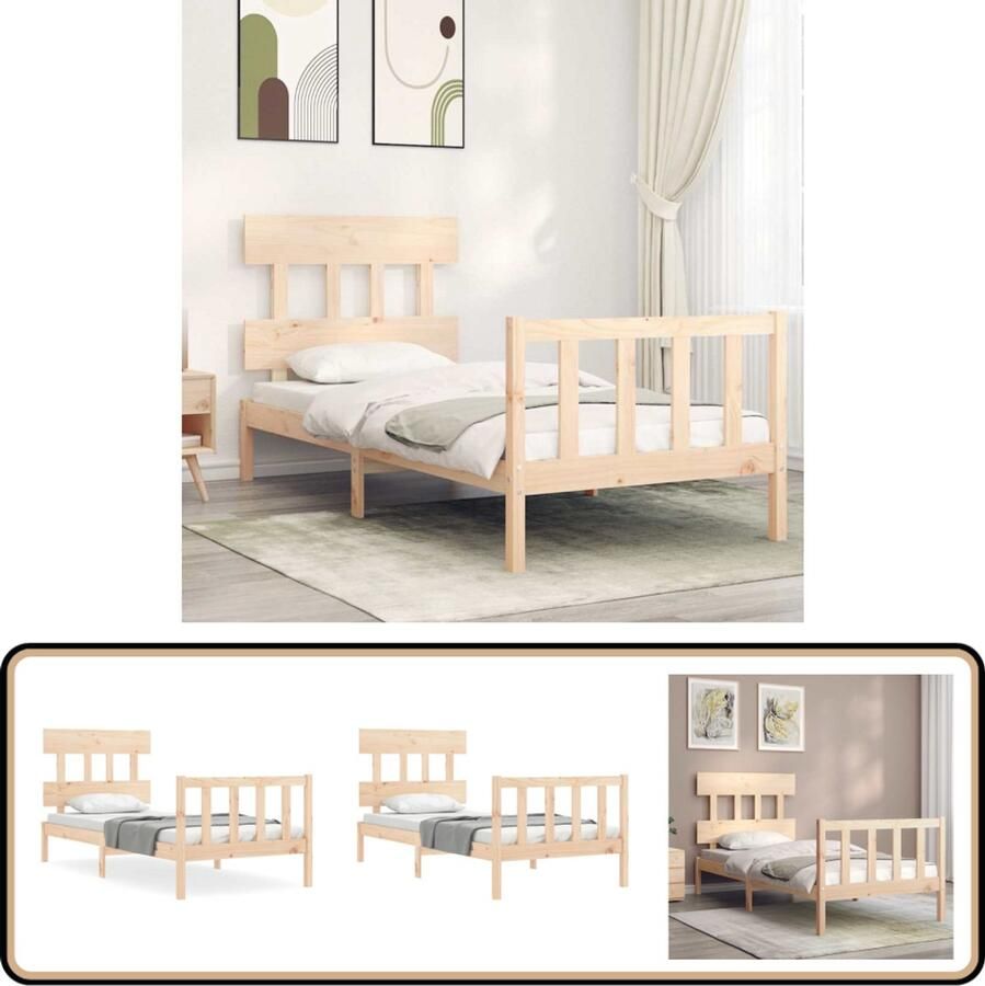 VidaXL Bedframe Massief Houten Bed 90x190 cm Massief Grenenhouten Bed Frame Bruin Bed Frame Tweepersoons Bed Houten Bed Frame Bed Frame