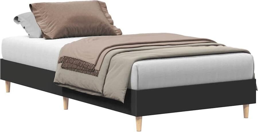 VidaXL Bedframe matras zonder matras 100x200 cm spaanplaat zwart