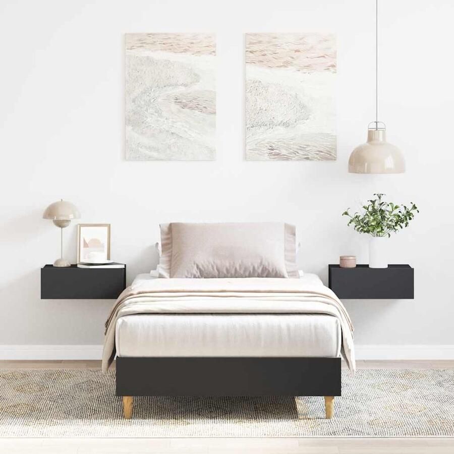VidaXL Bedframe matras zonder matras 100x200 cm spaanplaat zwart - Foto 2