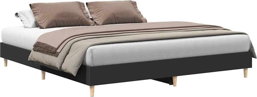 VidaXL Bedframe matras zonder matras 200x200 cm spaanplaat zwart