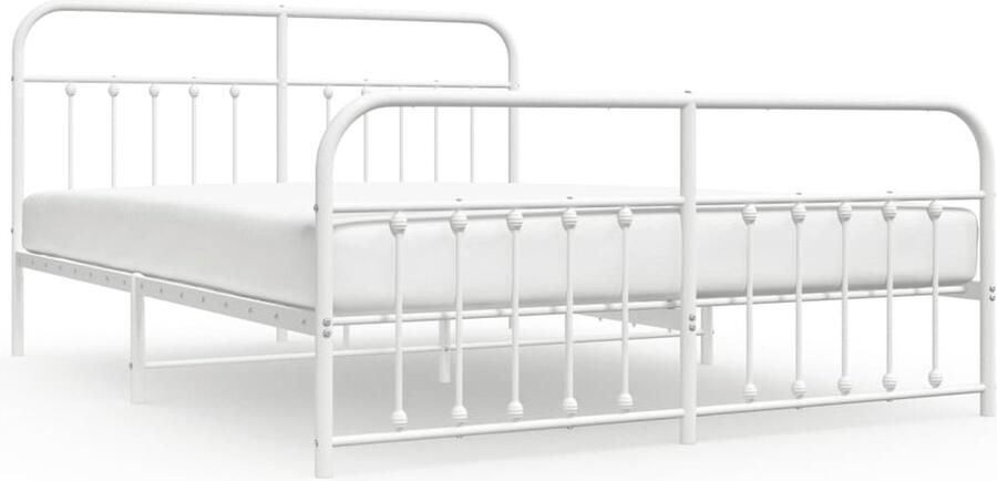 VidaXL Bedframe Met Hoofd- en Voeteneinde 180x200 cm Robuust Bed Frame Klassiek Bed Elegante Bedden Tijdloos Bed Wit Bed Metalen Bedframe Staal Bedframe Boxspring Bed - Foto 2