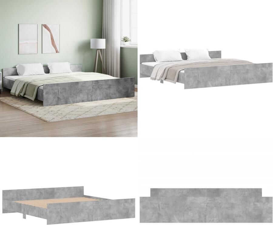 VidaXL Bedframe met hoofd- en voeteneinde betongrijs 180x200 cm Bedframe Bedframes Bed Bedbodem