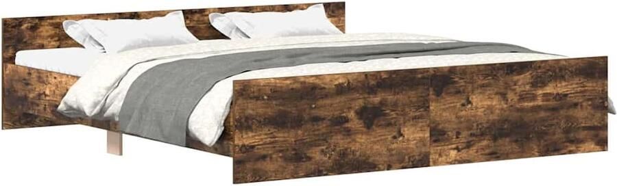 VidaXL -Bedframe-met-hoofd--en-voeteneinde-gerookt-eiken-200x200-cm - Foto 2