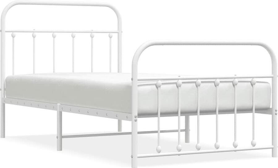 VidaXL Bedframe Metaal Wit 100x190 cm Robuust Bedframe Metalen Bedframe Wit Bedframe Slaapcomfort Luxe Bed Modern Bed Minimalistisch Bed Classic Bed Boxspring Bed - Foto 2