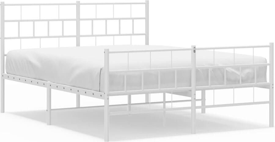 VidaXL Bedframe Metaal Wit 160x200 cm Robuust Bed Frame Klassiek Bed Metalen Bed Witte Bed Slaapcomfort