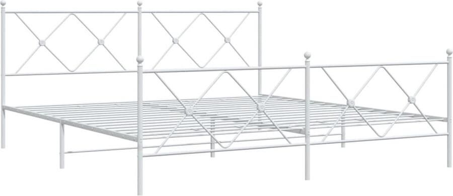 VidaXL -Bedframe-met-hoofd--en-voeteneinde-metaal-wit-183x213-cm - Foto 3