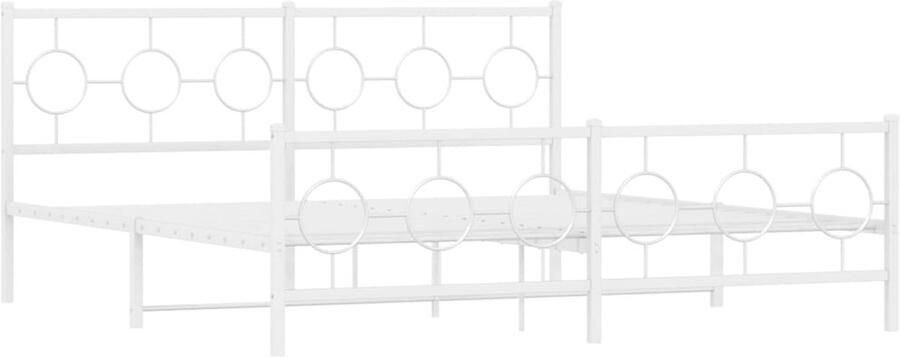 VidaXL -Bedframe-met-hoofd--en-voeteneinde-metaal-wit-183x213-cm