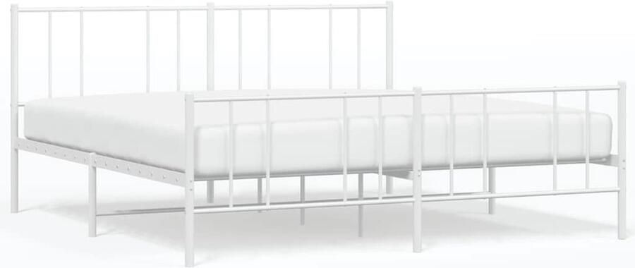 VidaXL Bedframe Metaal Wit 183x213 cm Robuust Bed Frame Klassiek Bed Metalen Bedframe Witte Bed Tweepersoons Bed Opbergruimte Bed Comfortabel Bed - Foto 2