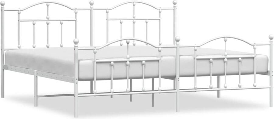 VidaXL Bedframe metaal Wit 200x200 cm Metalen Bedframe Klassiek Bed Wit Bed Boxspring Bed Staal Bedframe Tweepersoons Bed King Size Bed Bedstede - Foto 2