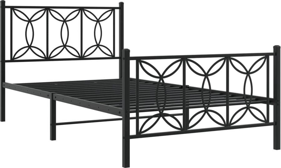VidaXL -Bedframe-met-hoofd--en-voeteneinde-metaal-zwart-107x203-cm - Foto 15