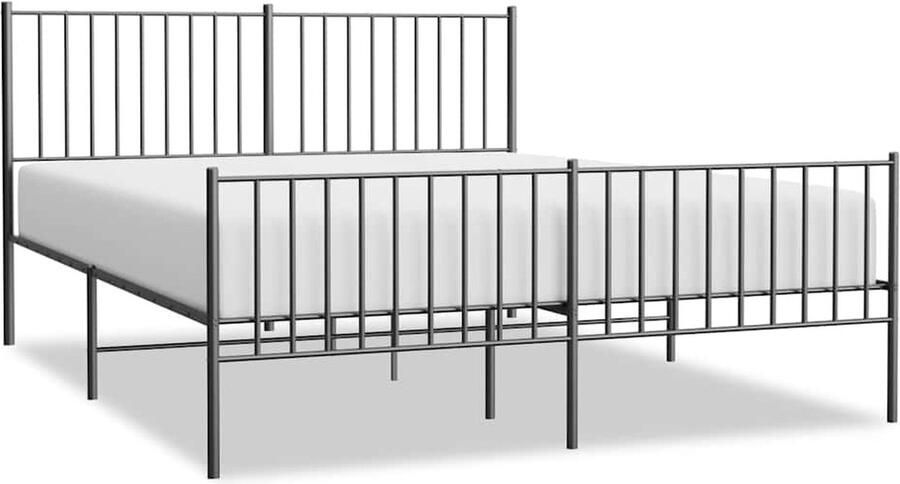 VidaXL Bedframe Zwart Metaal 150x200 cm Metalen Bed Frame Klassiek Bed Zwarte Bedframe Staal Bedframe Boxspring Bed Tweepersoons Bed King Size Bed - Foto 2