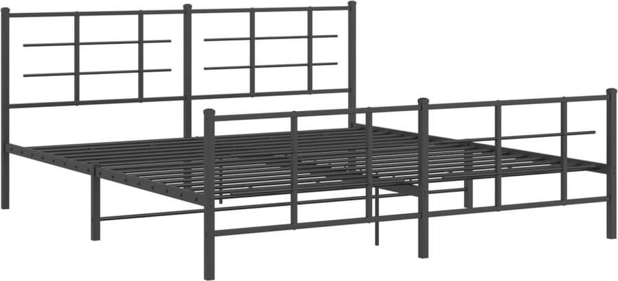 VidaXL -Bedframe-met-hoofd--en-voeteneinde-metaal-zwart-183x213-cm - Foto 2