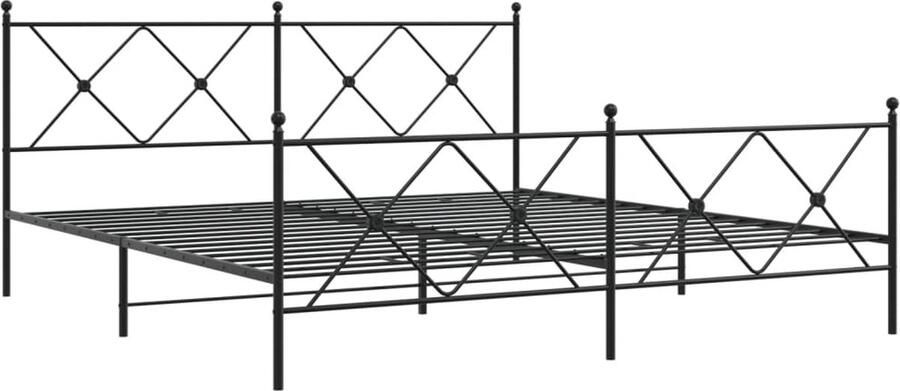 VidaXL -Bedframe-met-hoofd--en-voeteneinde-metaal-zwart-183x213-cm - Foto 3