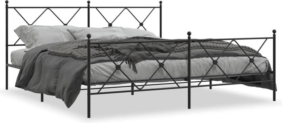 VidaXL -Bedframe-met-hoofd--en-voeteneinde-metaal-zwart-183x213-cm - Foto 2