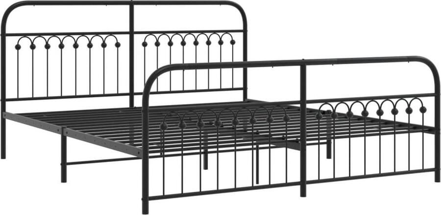 VidaXL Bedframe met hoofd- en voeteneinde metaal zwart 183x213 cm