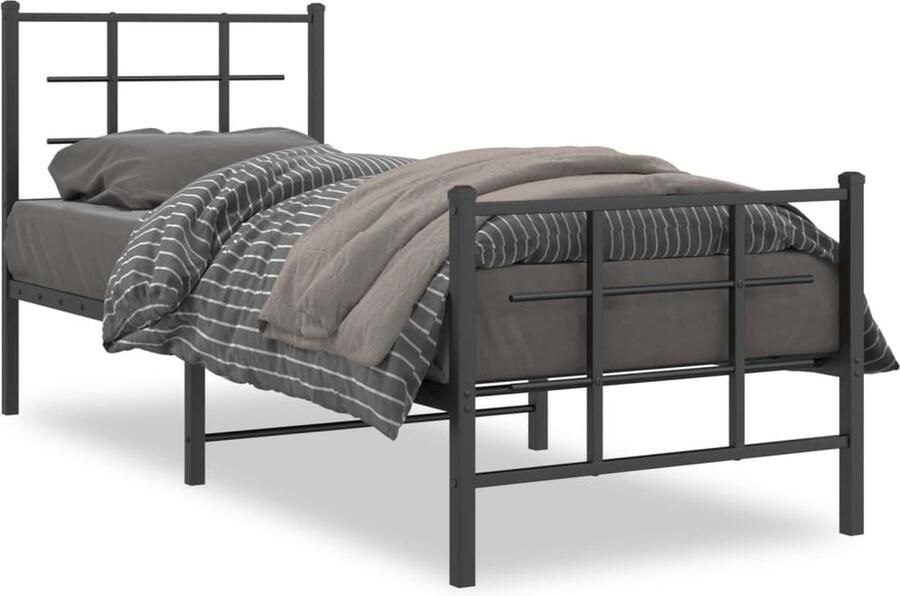 VidaXL Bedframe met hoofd- en voeteneindeÂ metaal zwart 80x200 cm - Foto 4