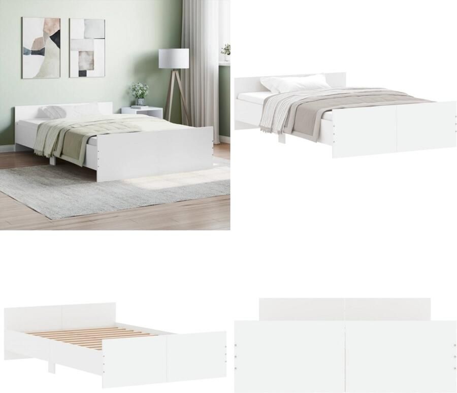 VidaXL Bedframe met hoofd- en voeteneinde wit 120 x 190 cm Bedframe Bedframes Bed Bedbodem