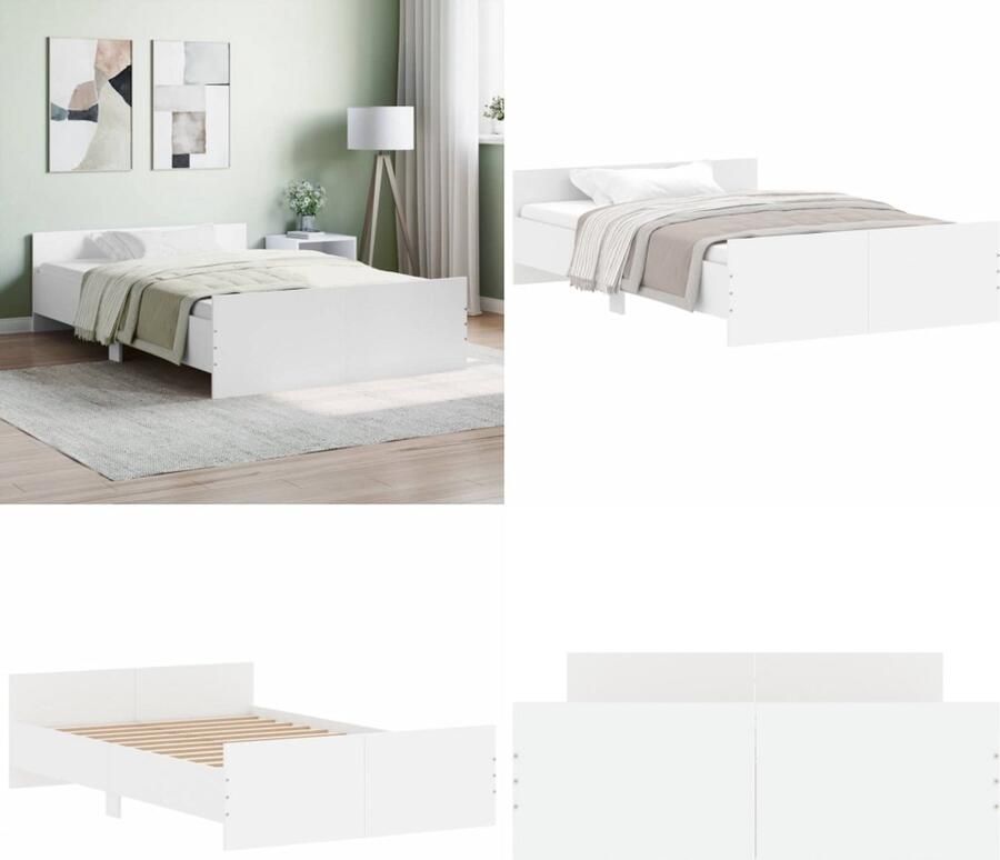 VidaXL Bedframe met hoofd- en voeteneinde wit 120x200 cm Bedframe Bedframes Bed Bedbodem