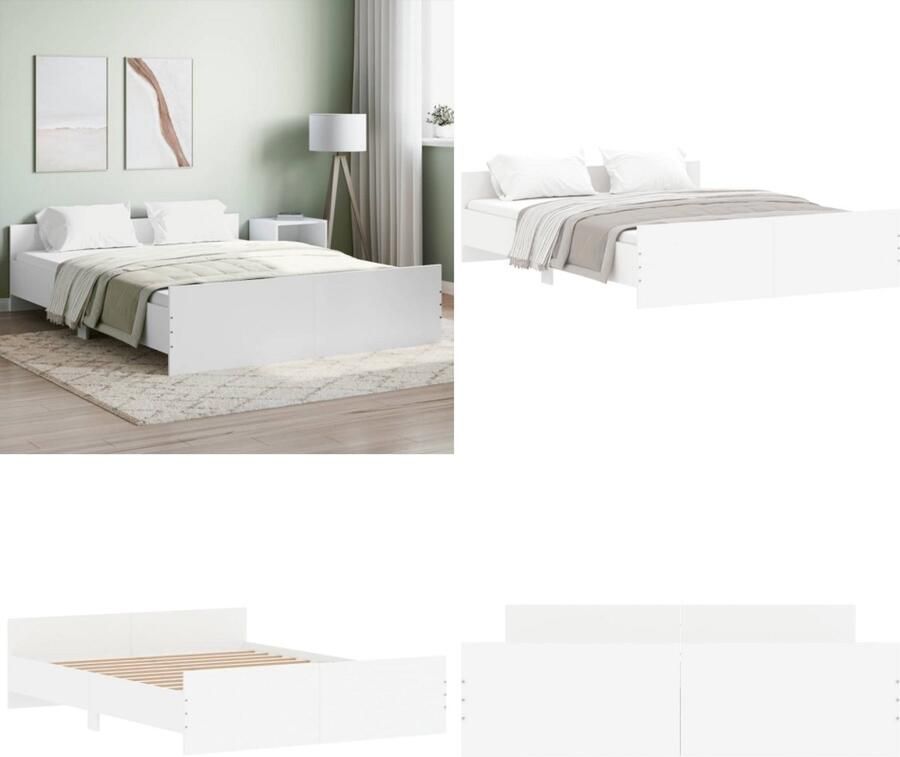 VidaXL Bedframe met hoofd- en voeteneinde wit 140x200 cm Bedframe Bedframes Bed Bedbodem
