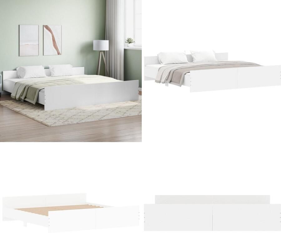 VidaXL Bedframe met hoofd- en voeteneinde wit 180x200 cm Bedframe Bedframes Bed Bedbodem