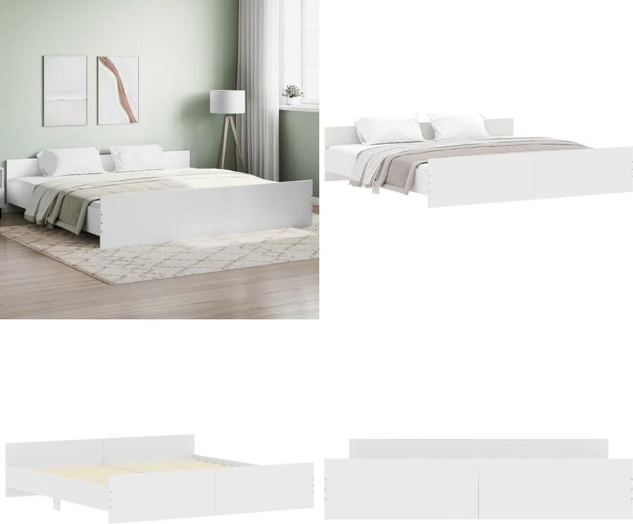VidaXL Bedframe met hoofd- en voeteneinde wit 200x200 cm Bedframe Bedframes Bed Bedbodem